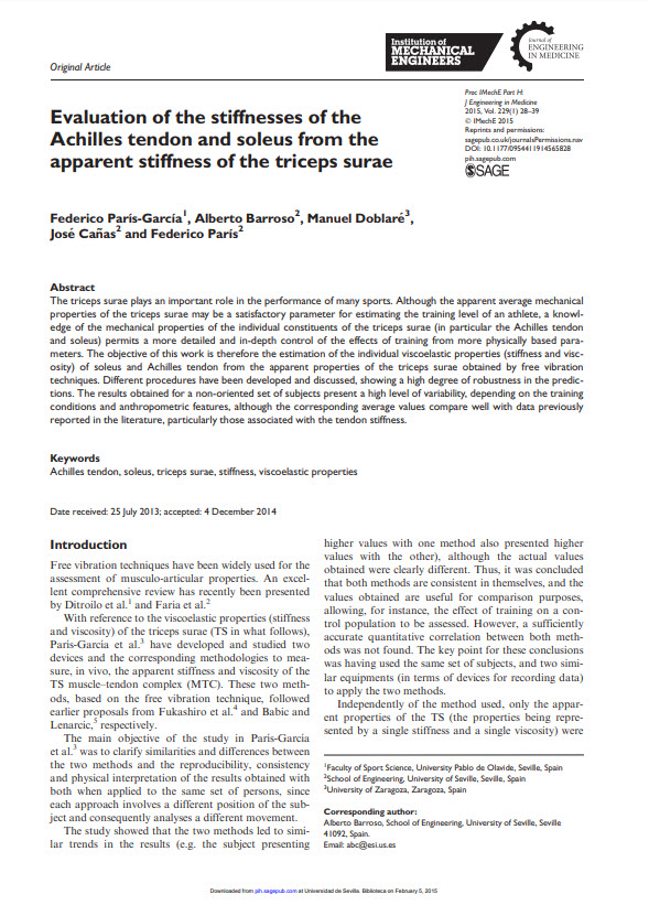 Evaluation of the stiffnesses of the Achilles tendon and soleus from the apparent stiffness of the triceps surae